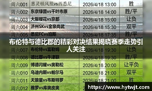 布伦特与德比郡的精彩对决结果揭晓赛季走势引人关注